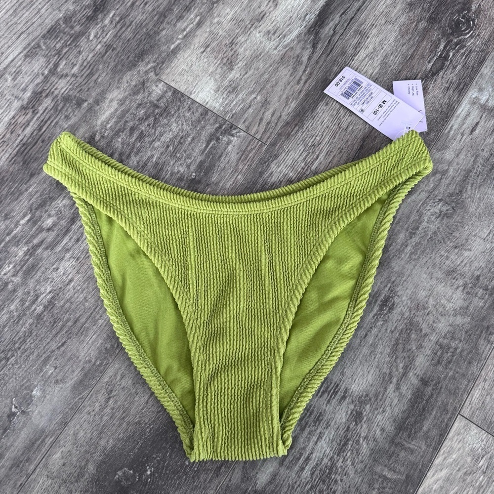 NWT! Wild Fable Low Rise High Leg Cheeky Green Textured Bikini Bottom